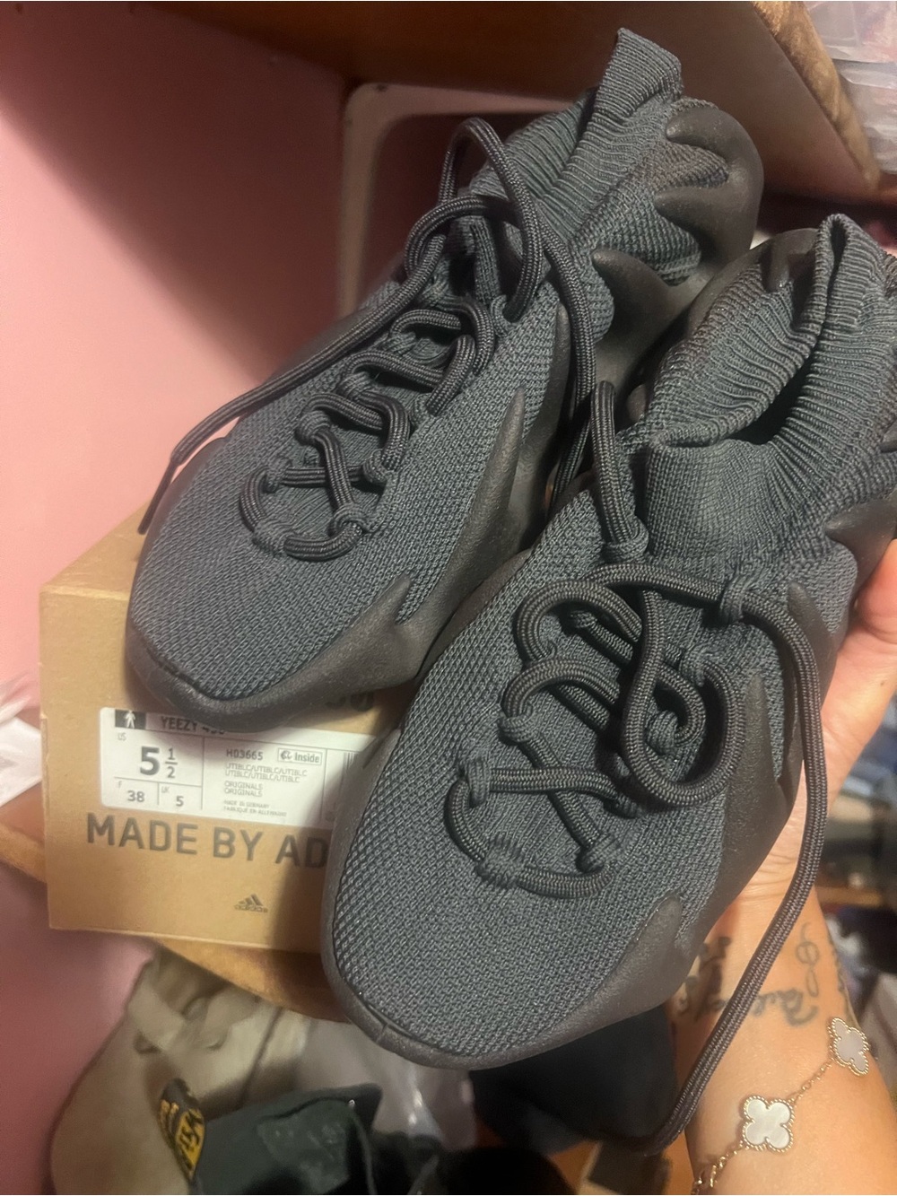 adidas Kids Black Knit Sneakers with Elastic Lace